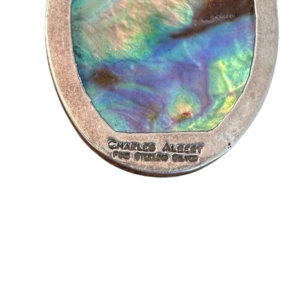 Charles Albert Sterling Silver 925 Abalone Pendant Necklace Earrings Set 18.45g - Picture 11 of 16
